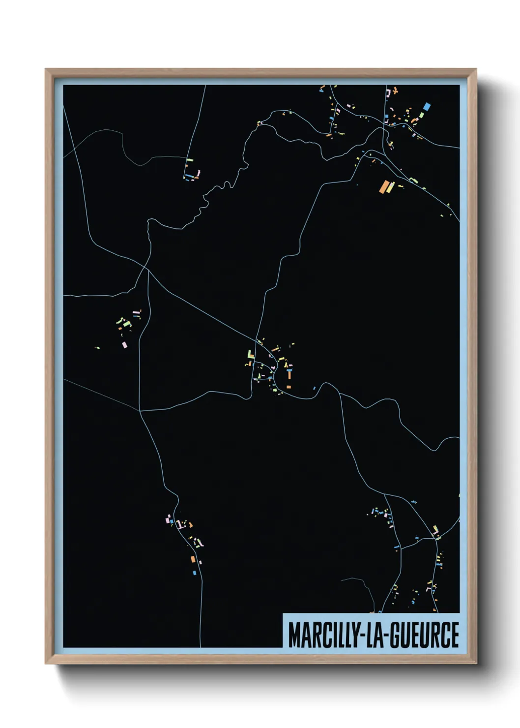 Une affiche de carte sur Marcilly-la-Gueurce