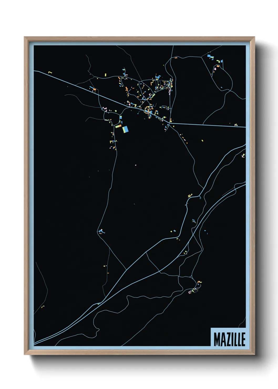 Une affiche de carte sur Mazille