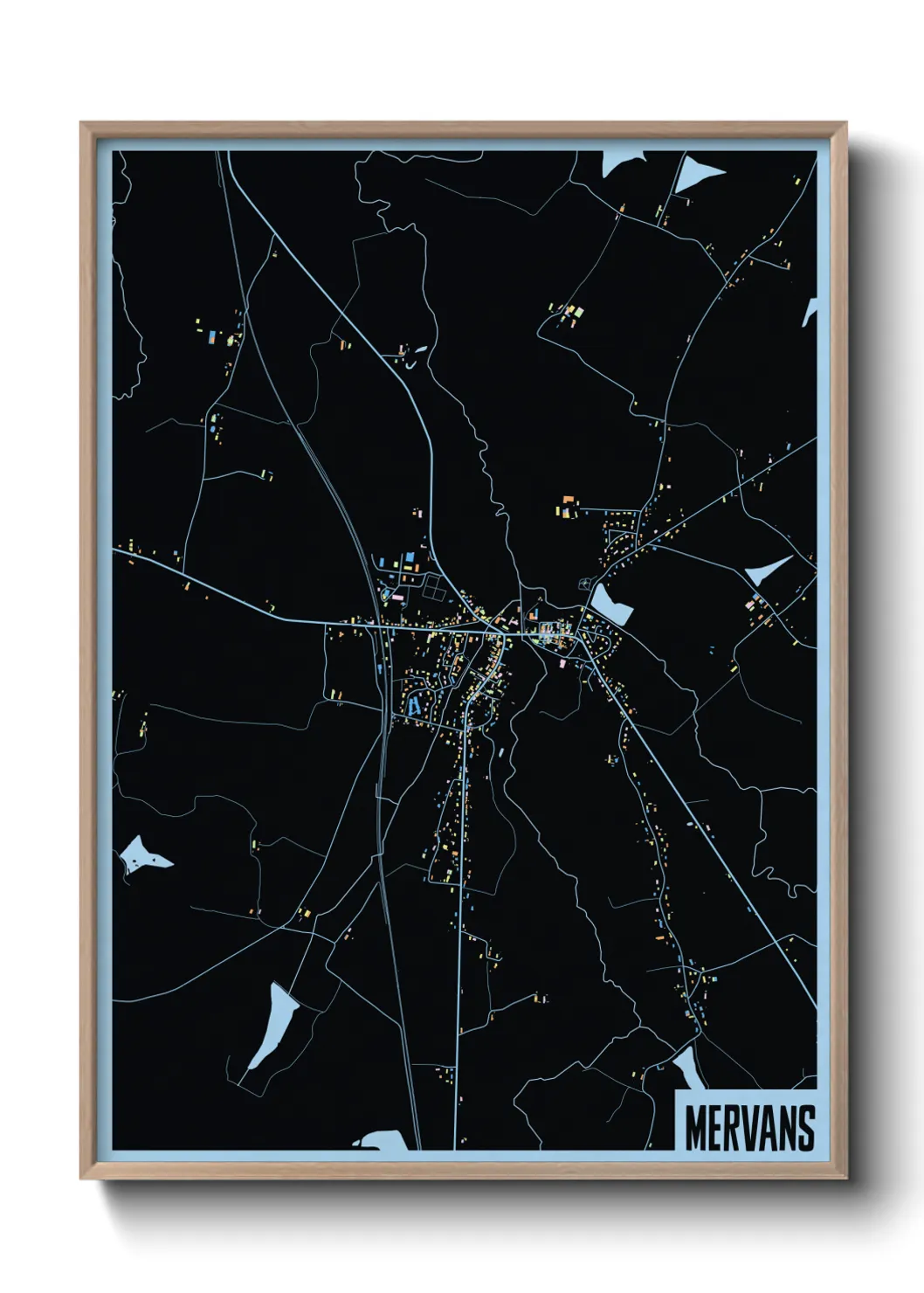 Une affiche de carte sur Mervans