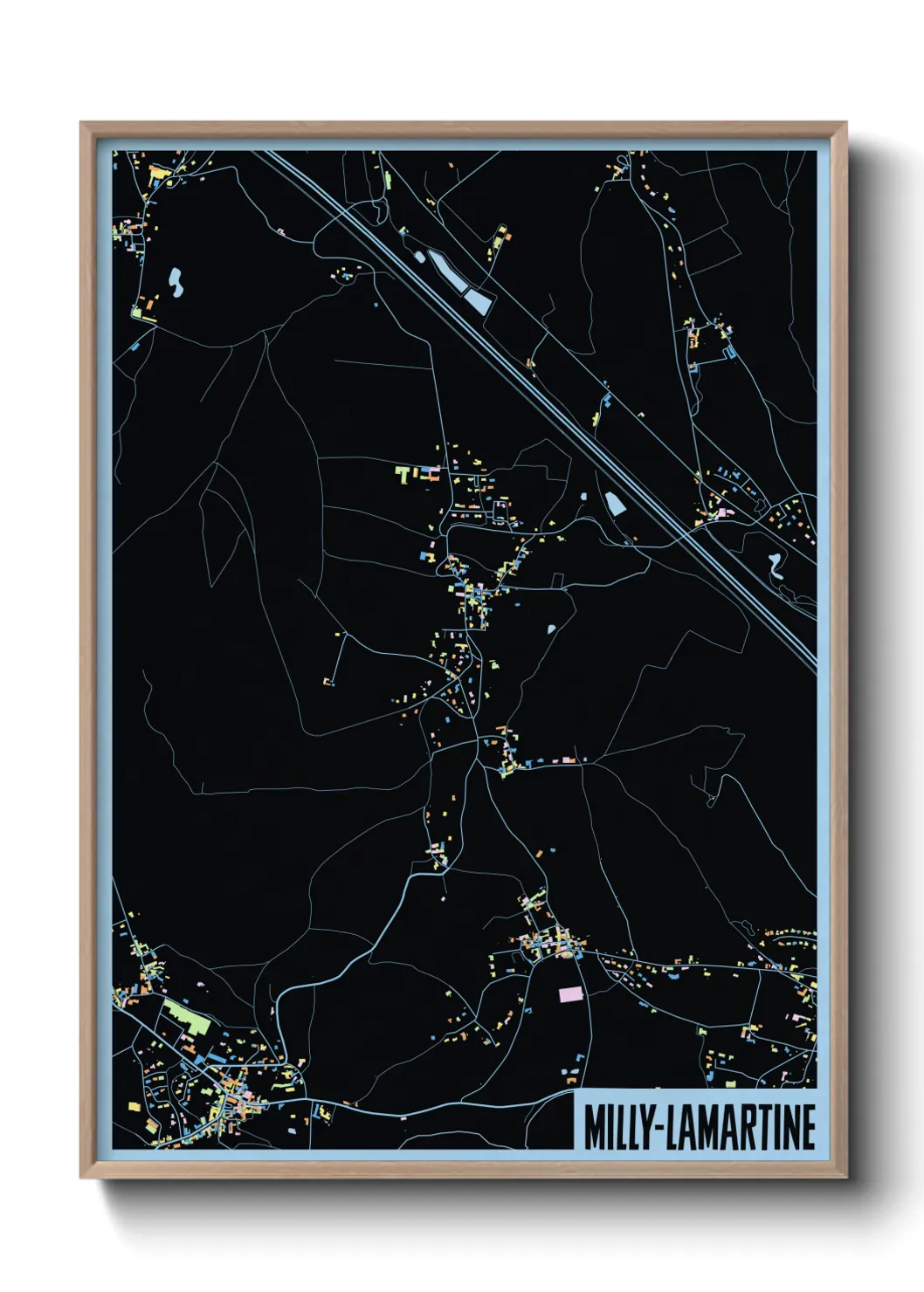 Une affiche de carte sur Milly-Lamartine