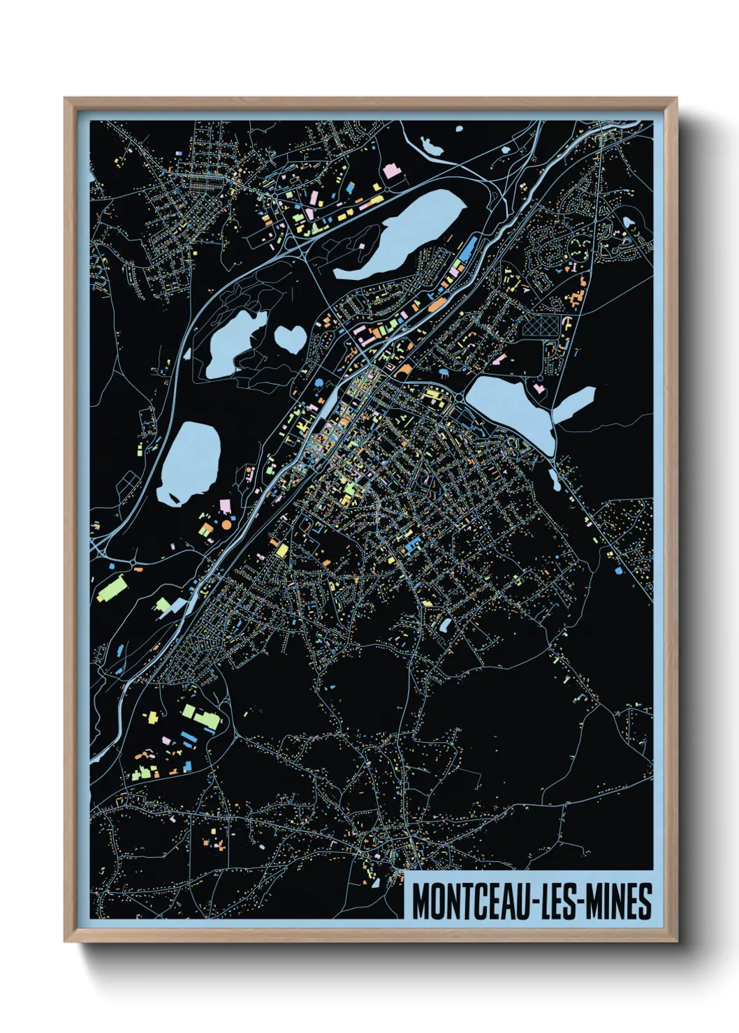 Une affiche de carte sur Montceau-les-Mines