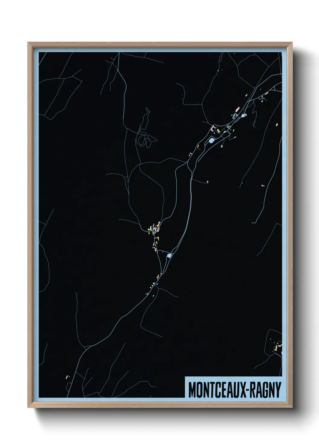 Une affiche de carte sur Montceaux-Ragny