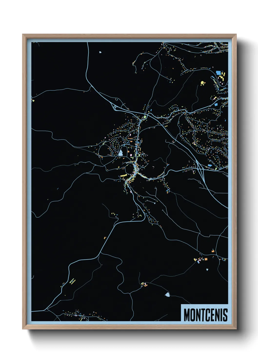 Une affiche de carte sur Montcenis