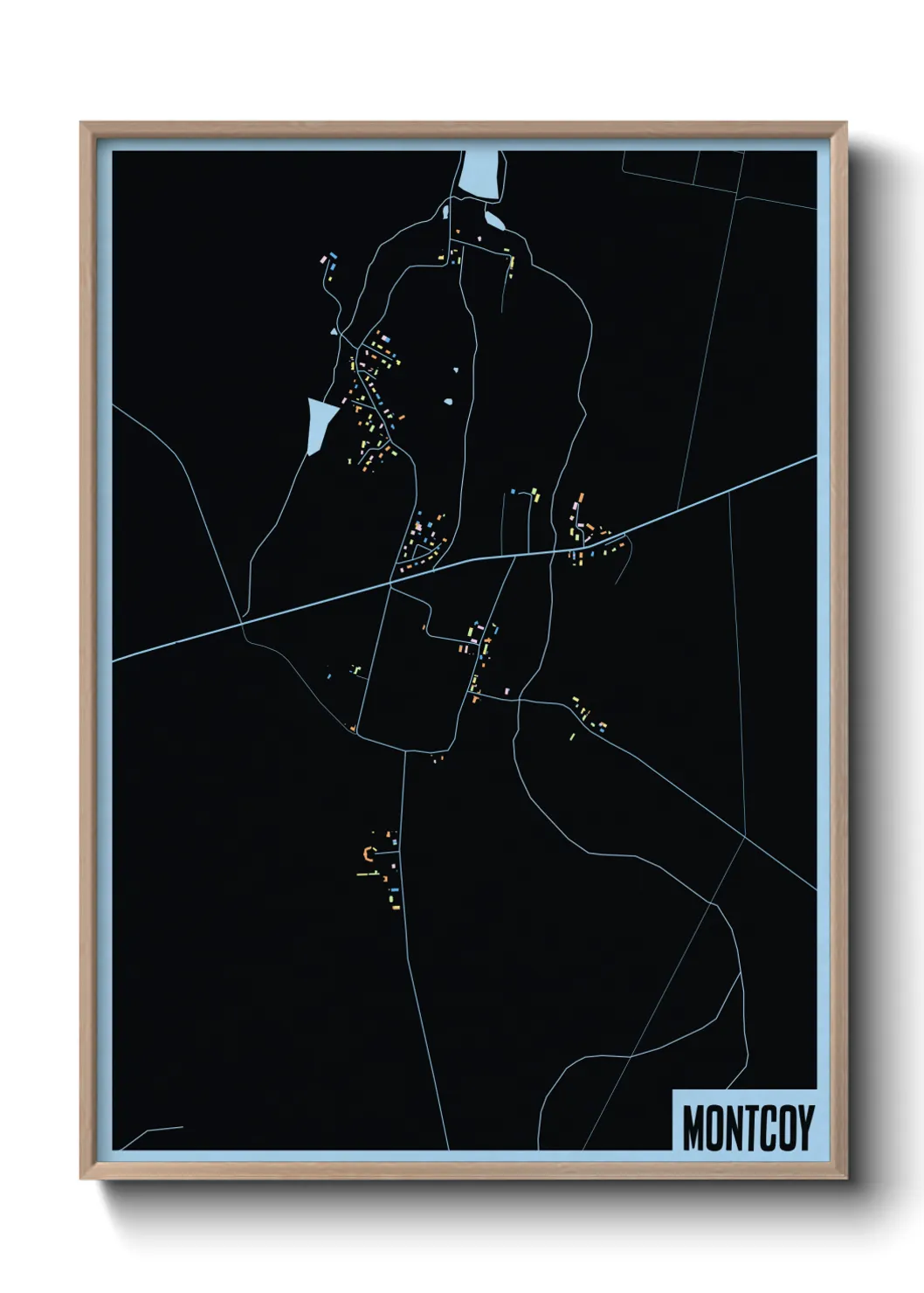 Une affiche de carte sur Montcoy