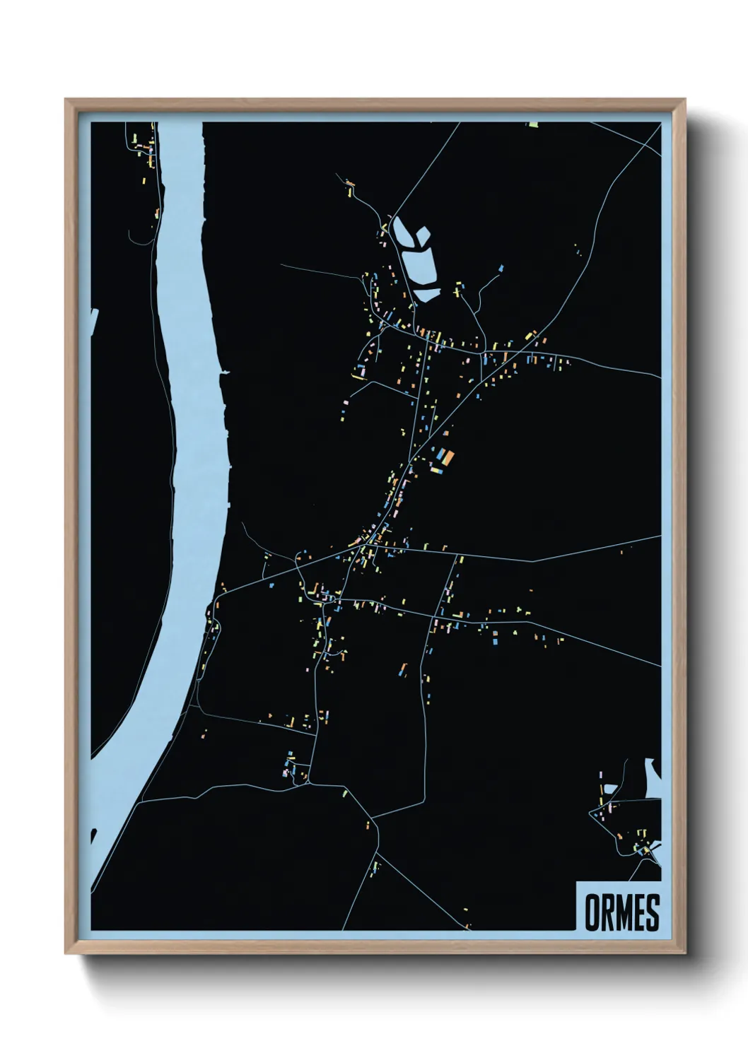 Une affiche de carte sur Ormes