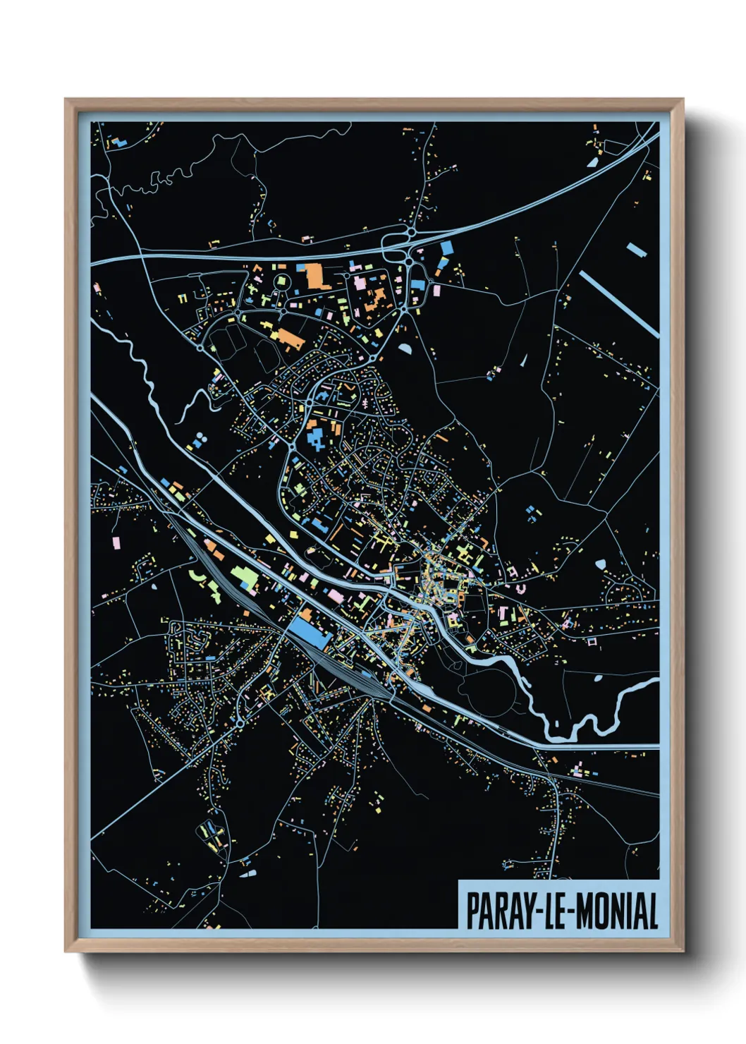 Une affiche de carte sur Paray-le-Monial