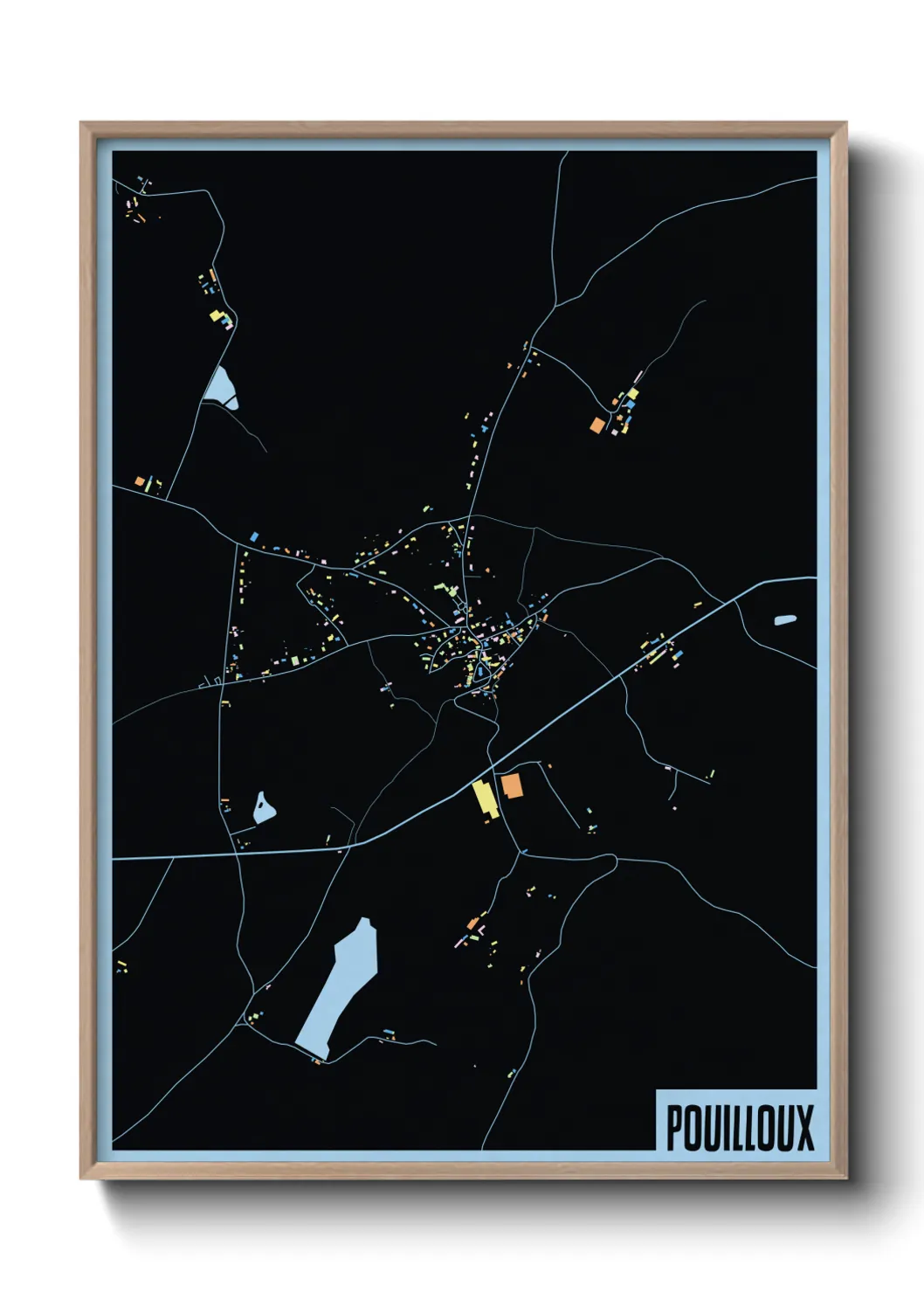 Une affiche de carte sur Pouilloux