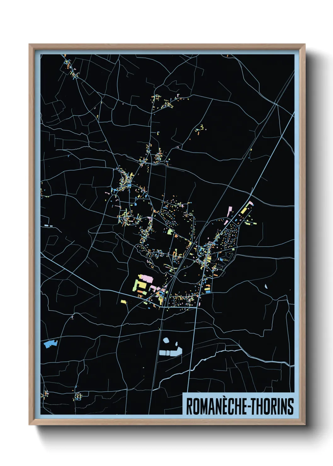 Une affiche de carte sur Romanèche-Thorins
