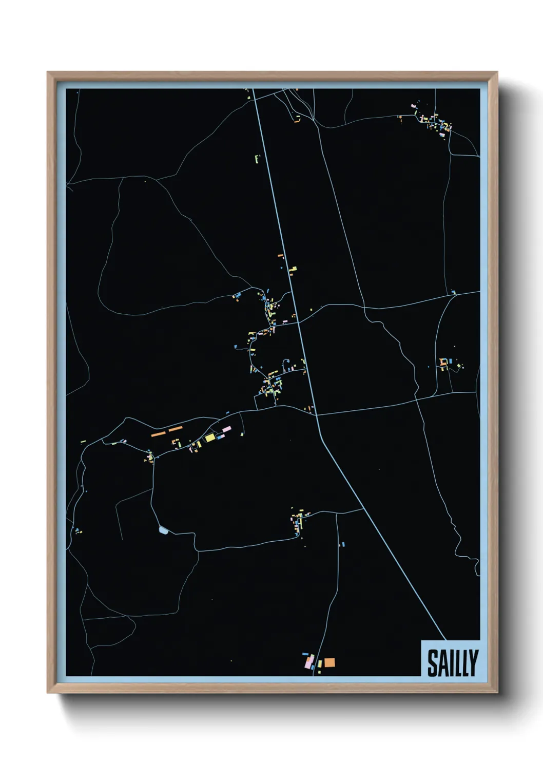 Une affiche de carte sur Sailly