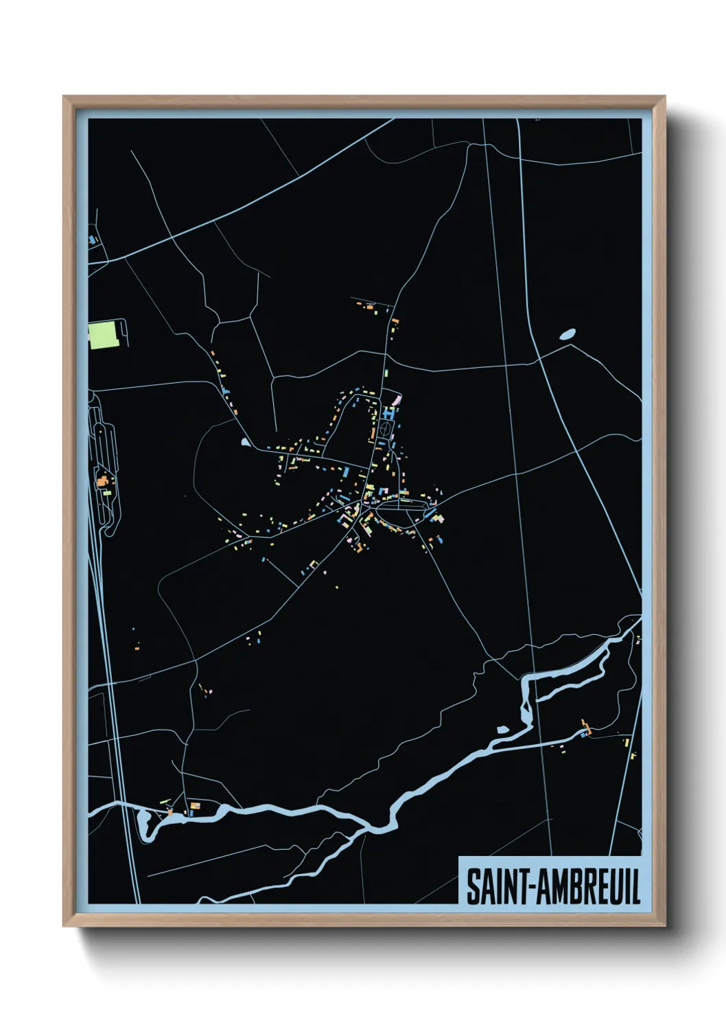 Une affiche de carte sur Saint-Ambreuil