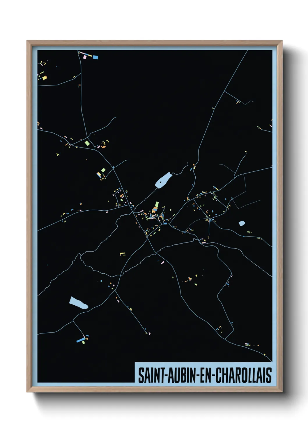 Une affiche de carte sur Saint-Aubin-en-Charollais