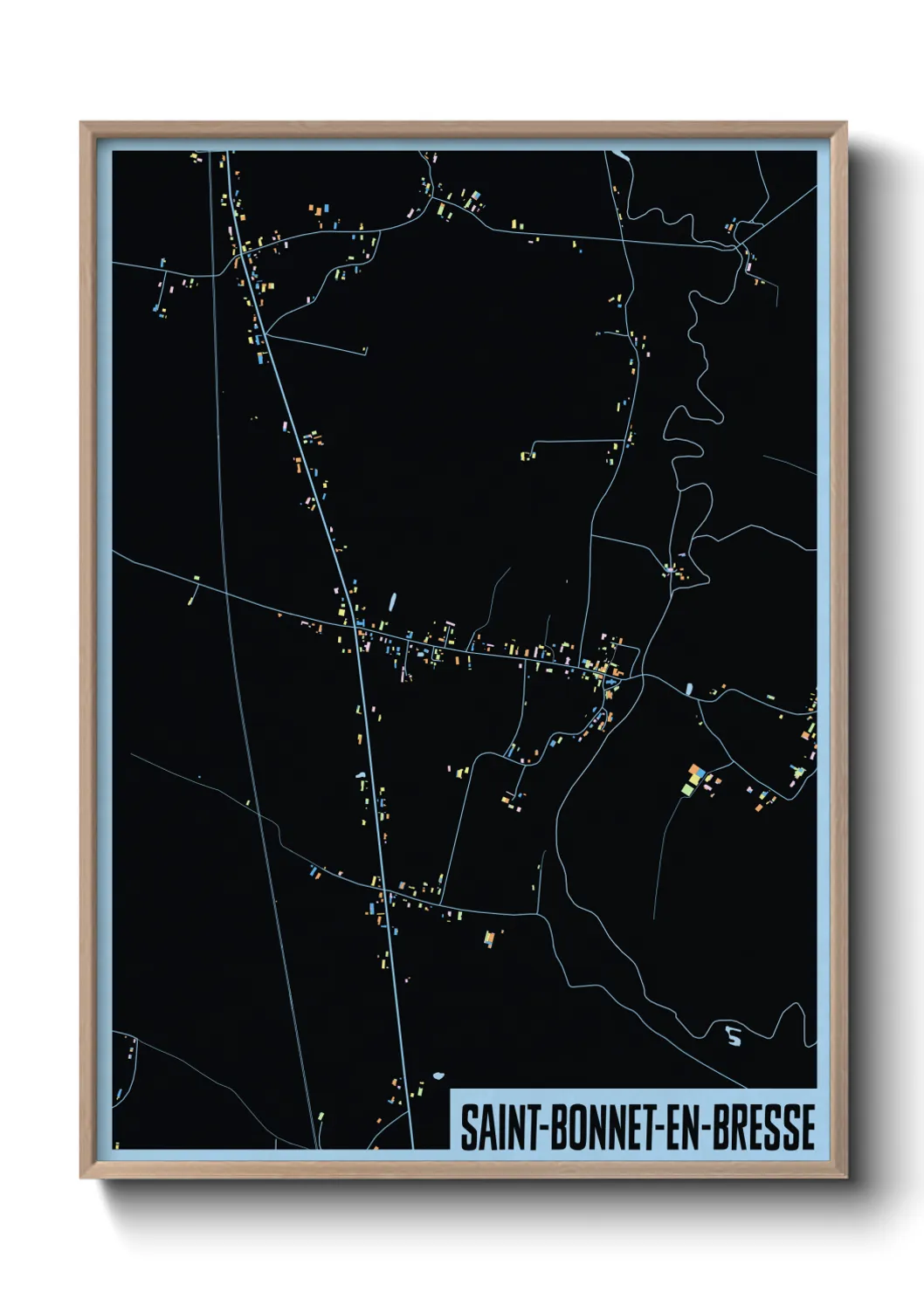 Une affiche de carte sur Saint-Bonnet-en-Bresse