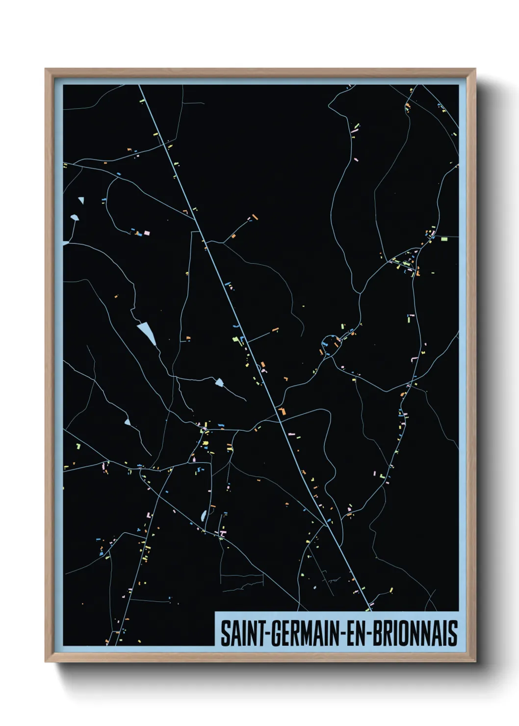 Une affiche de carte sur Saint-Germain-en-Brionnais