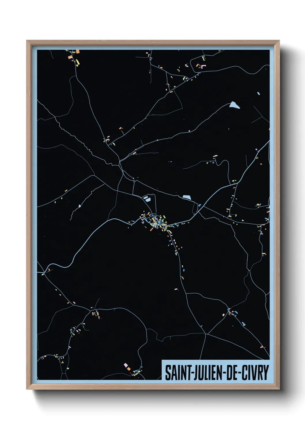 Une affiche de carte sur Saint-Julien-de-Civry