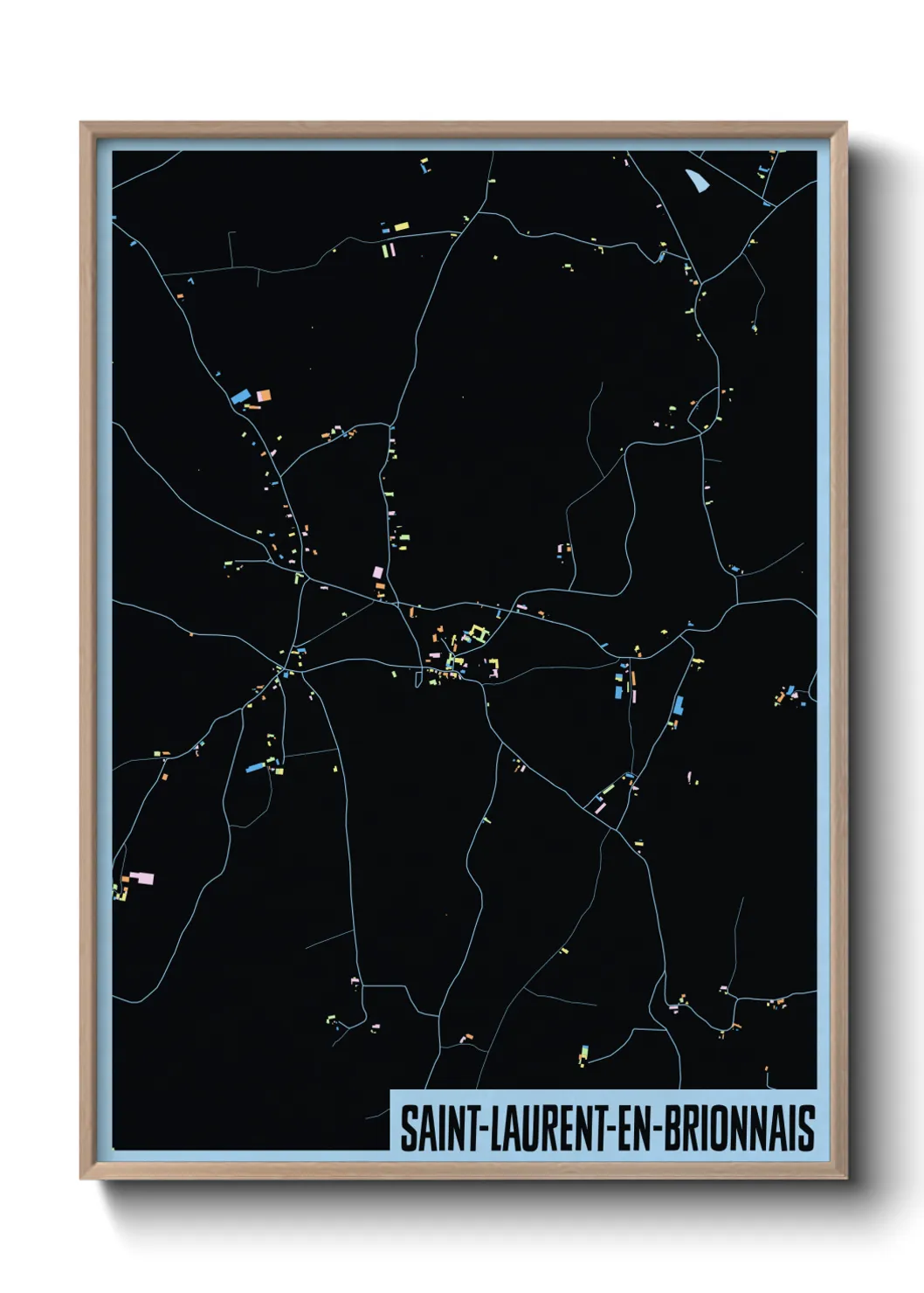 Une affiche de carte sur Saint-Laurent-en-Brionnais