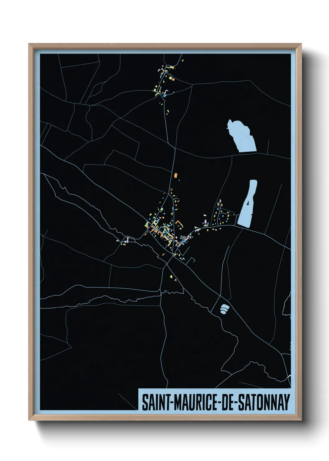 Une affiche de carte sur Saint-Maurice-de-Satonnay