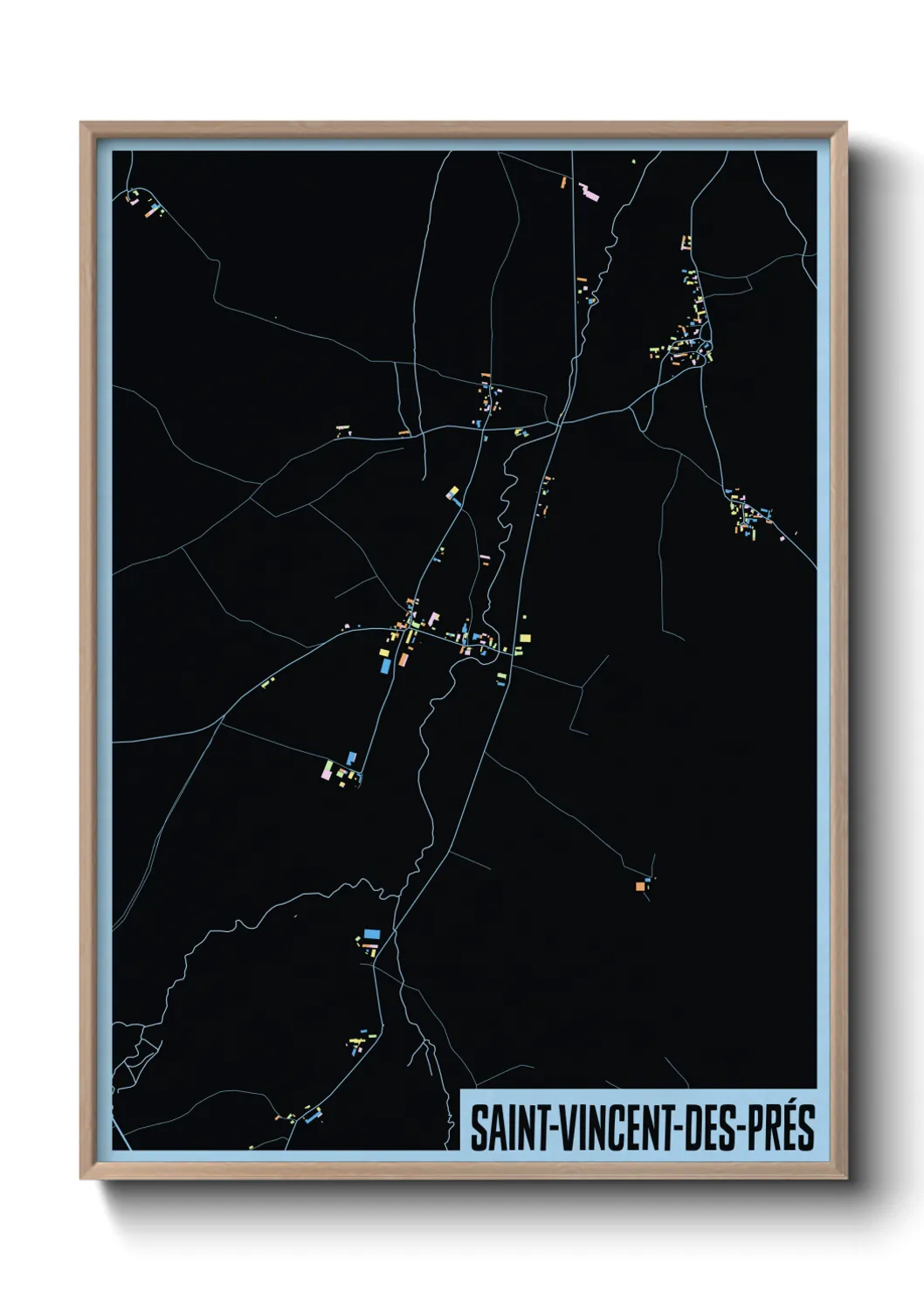 Une affiche de carte sur Saint-Vincent-des-Prés