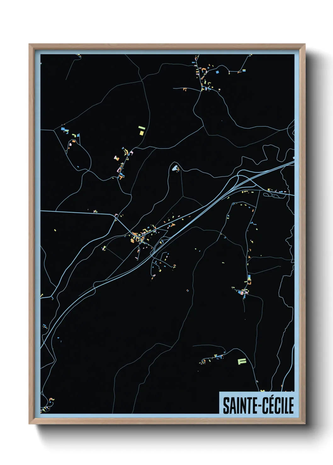 Une affiche de carte sur Sainte-Cécile