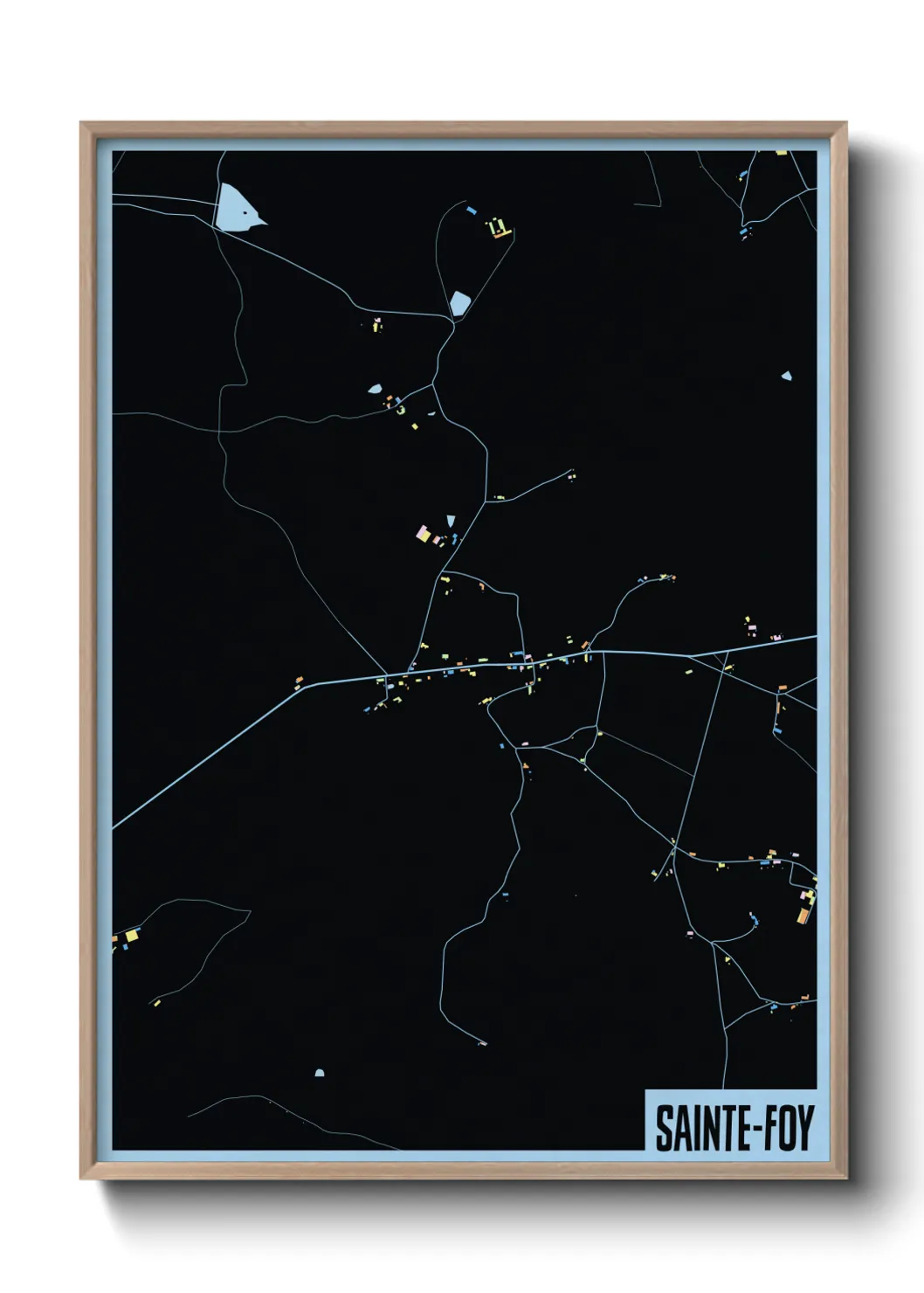 Une affiche de carte sur Sainte-Foy