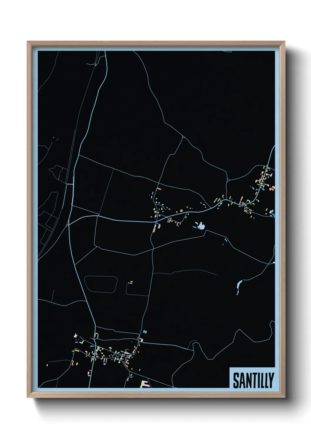 Une affiche de carte sur Santilly