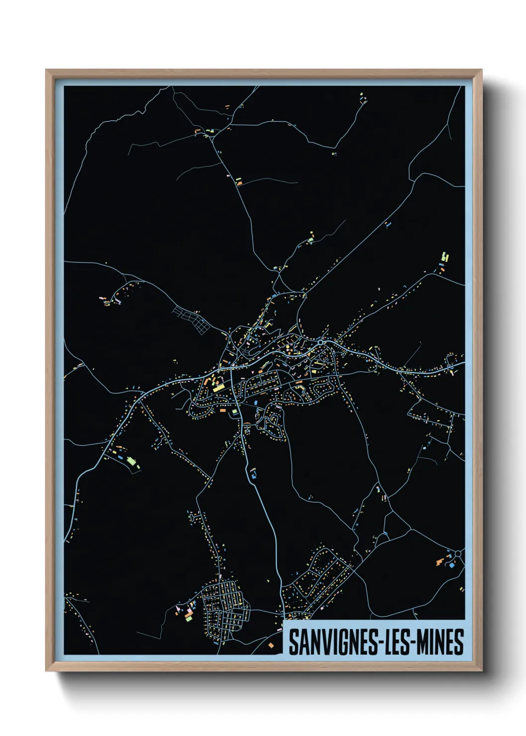 Une affiche de carte sur Sanvignes-les-Mines