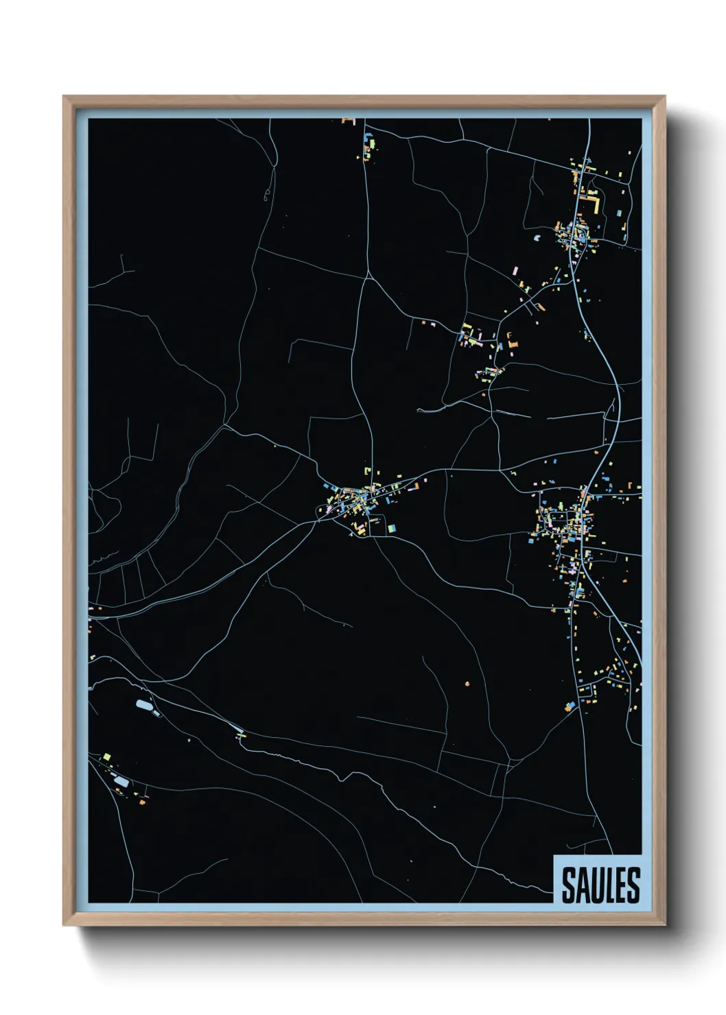 Une affiche de carte sur Saules