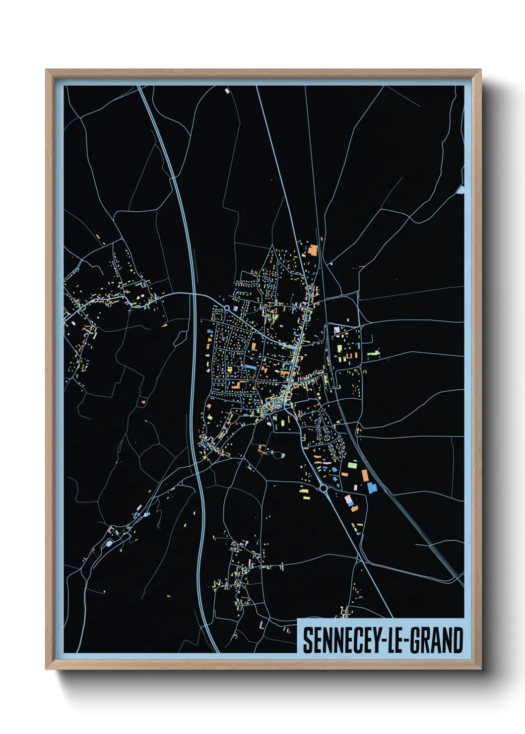 Une affiche de carte sur Sennecey-le-Grand