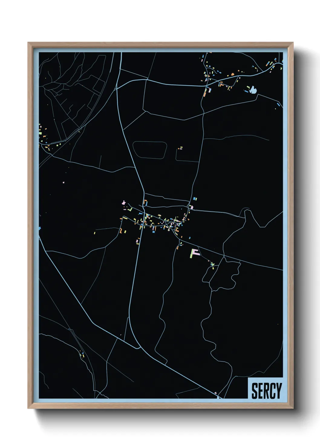 Une affiche de carte sur Sercy