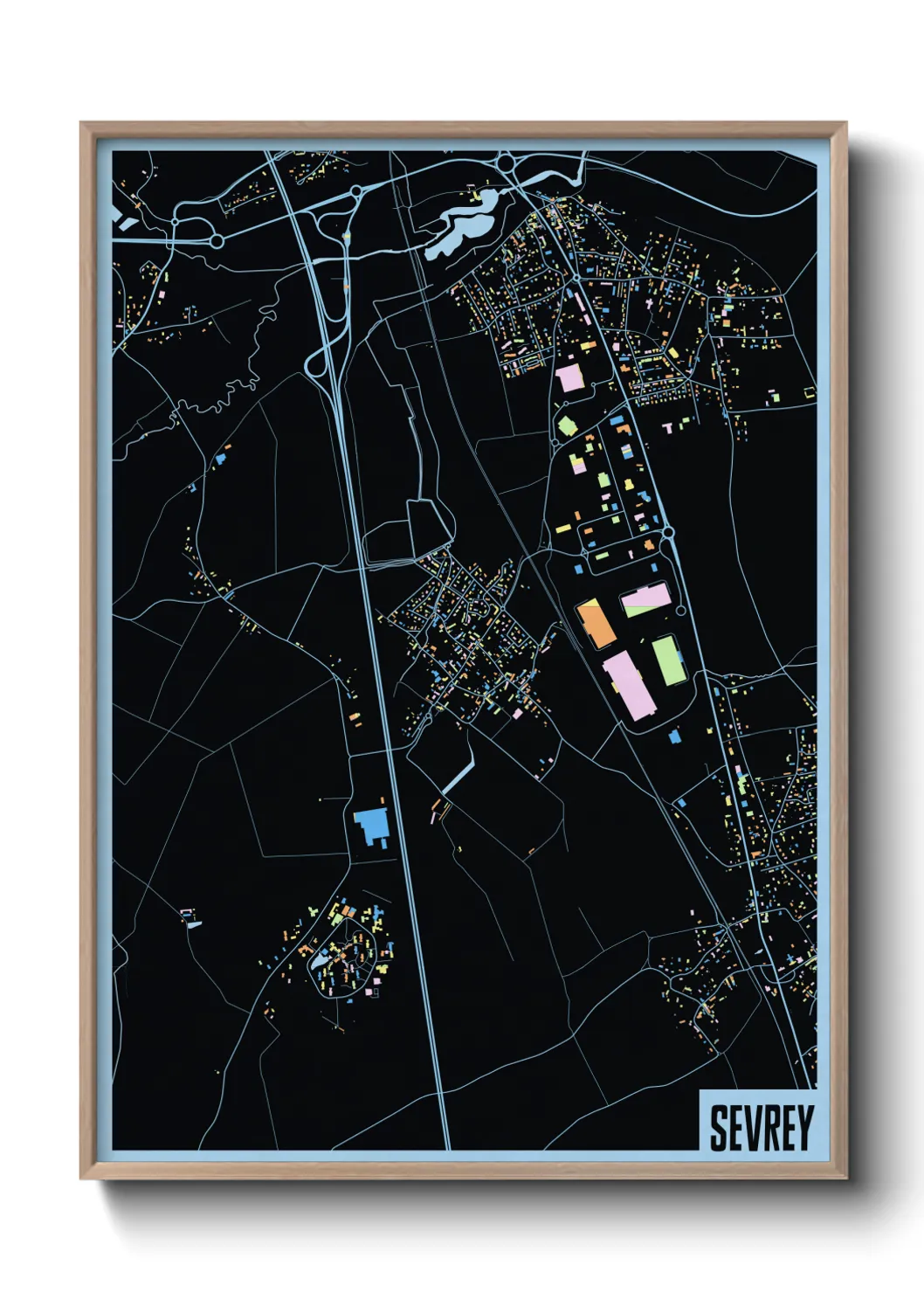 Une affiche de carte sur Sevrey