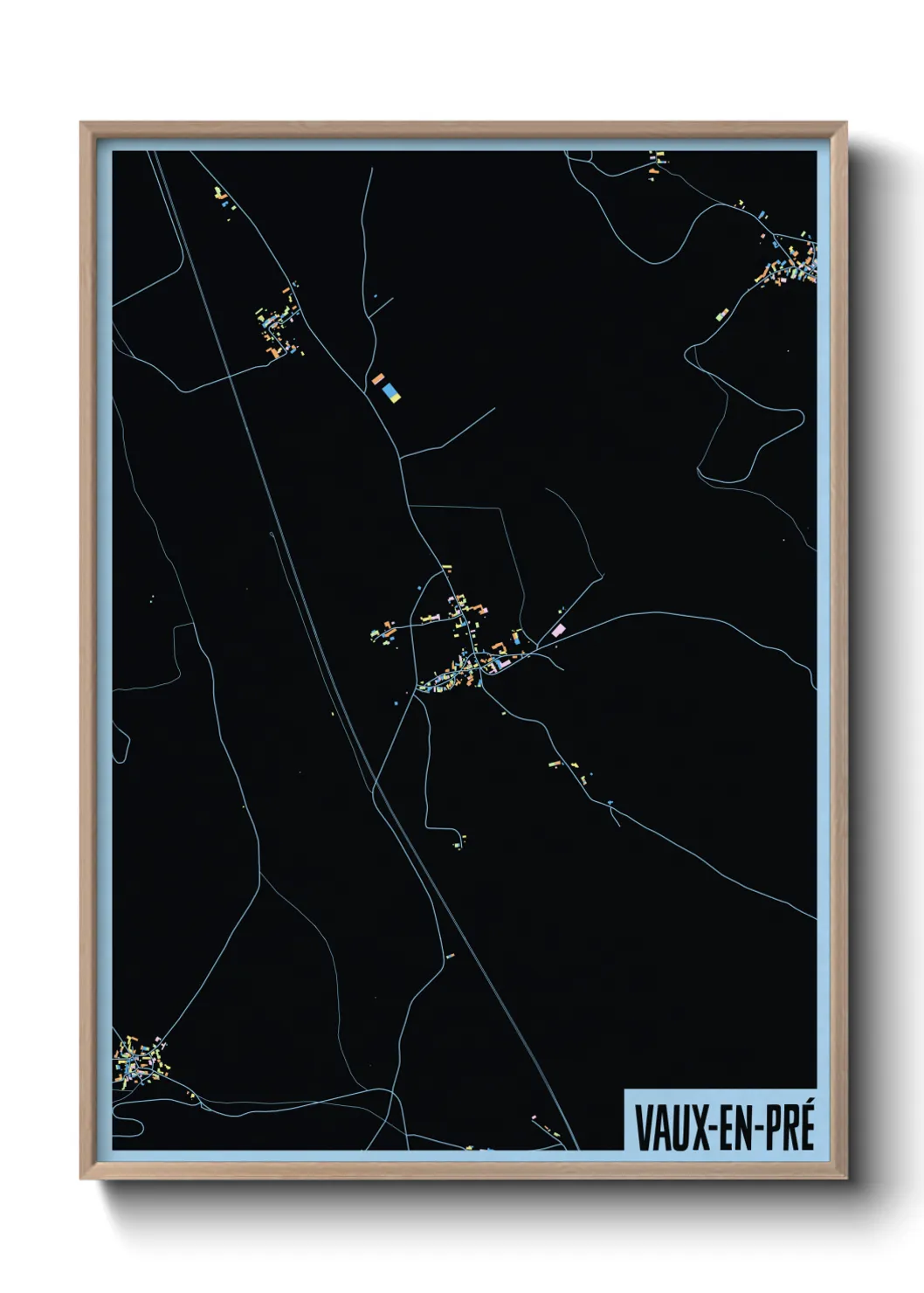 Une affiche de carte sur Vaux-en-Pré