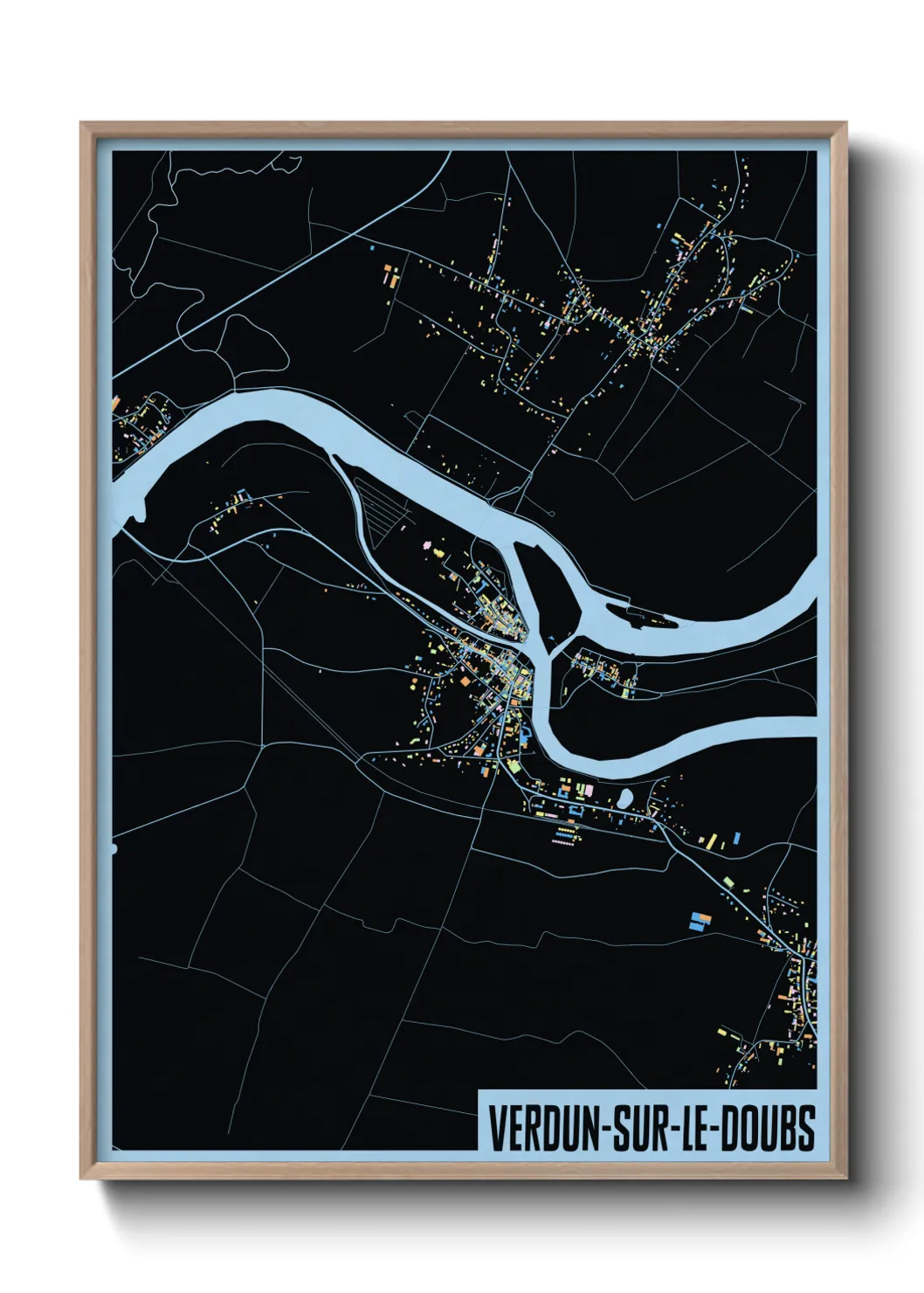 Une affiche de carte sur Verdun-sur-le-Doubs