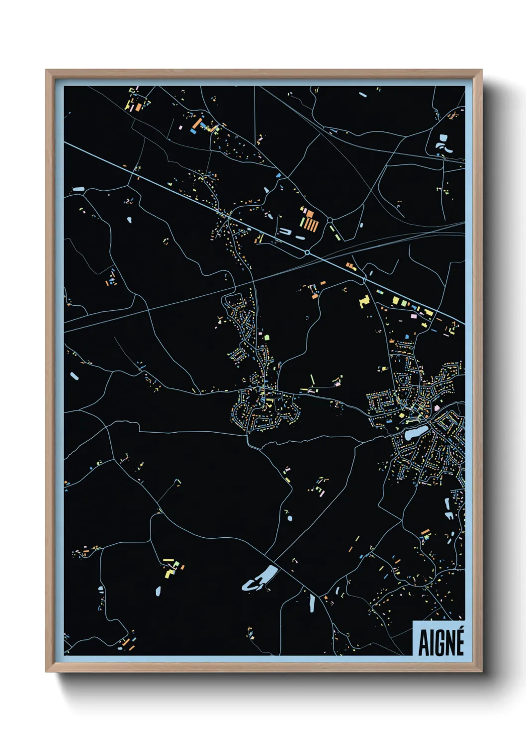 Une affiche de carte sur Aigné