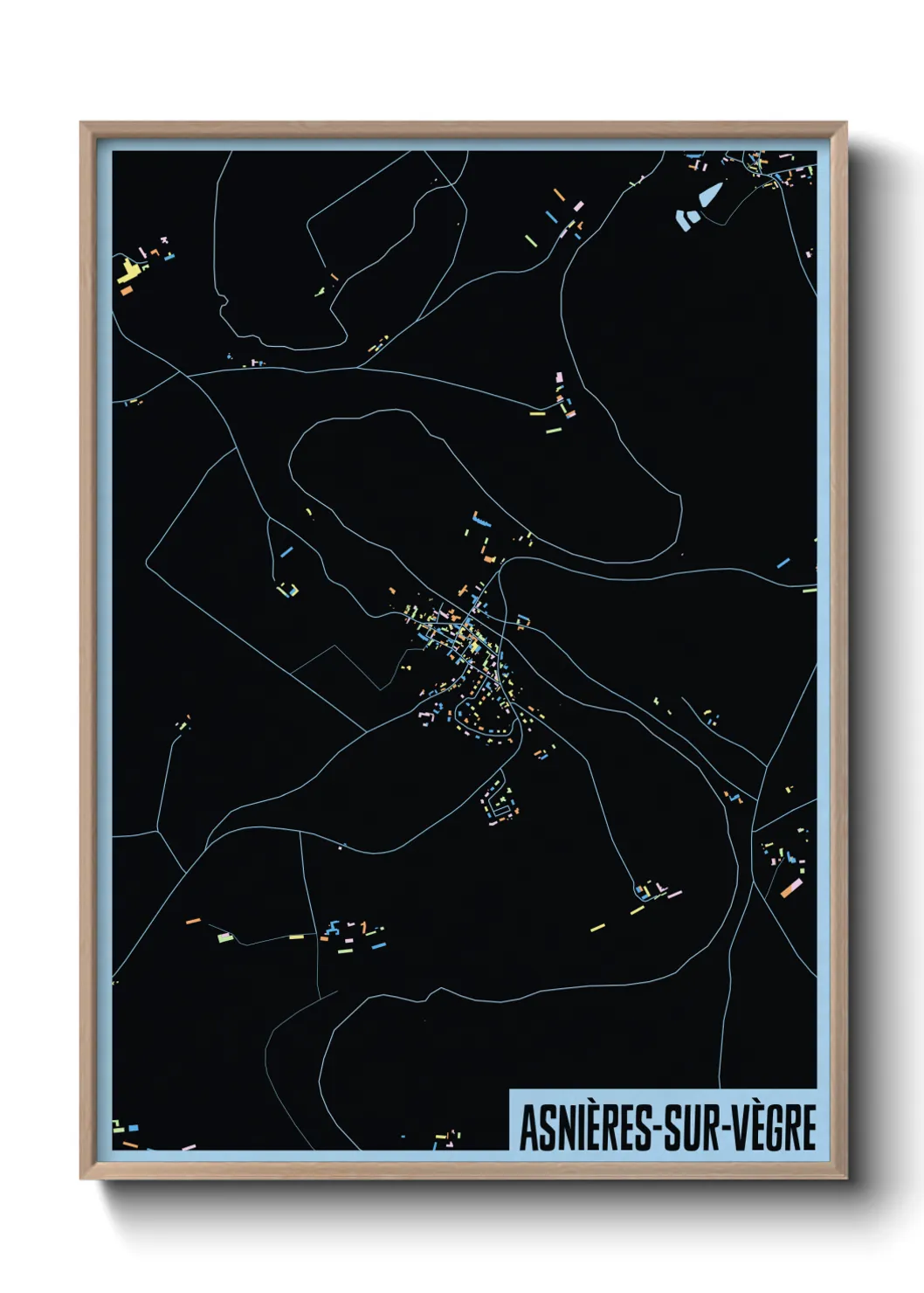 Une affiche de carte sur Asnières-sur-Vègre