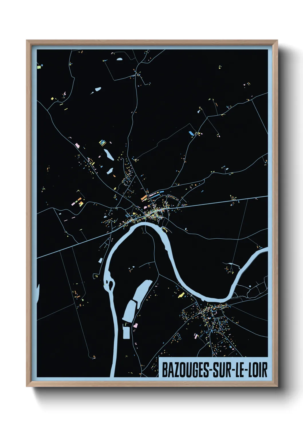 Une affiche de carte sur Bazouges-sur-le-Loir