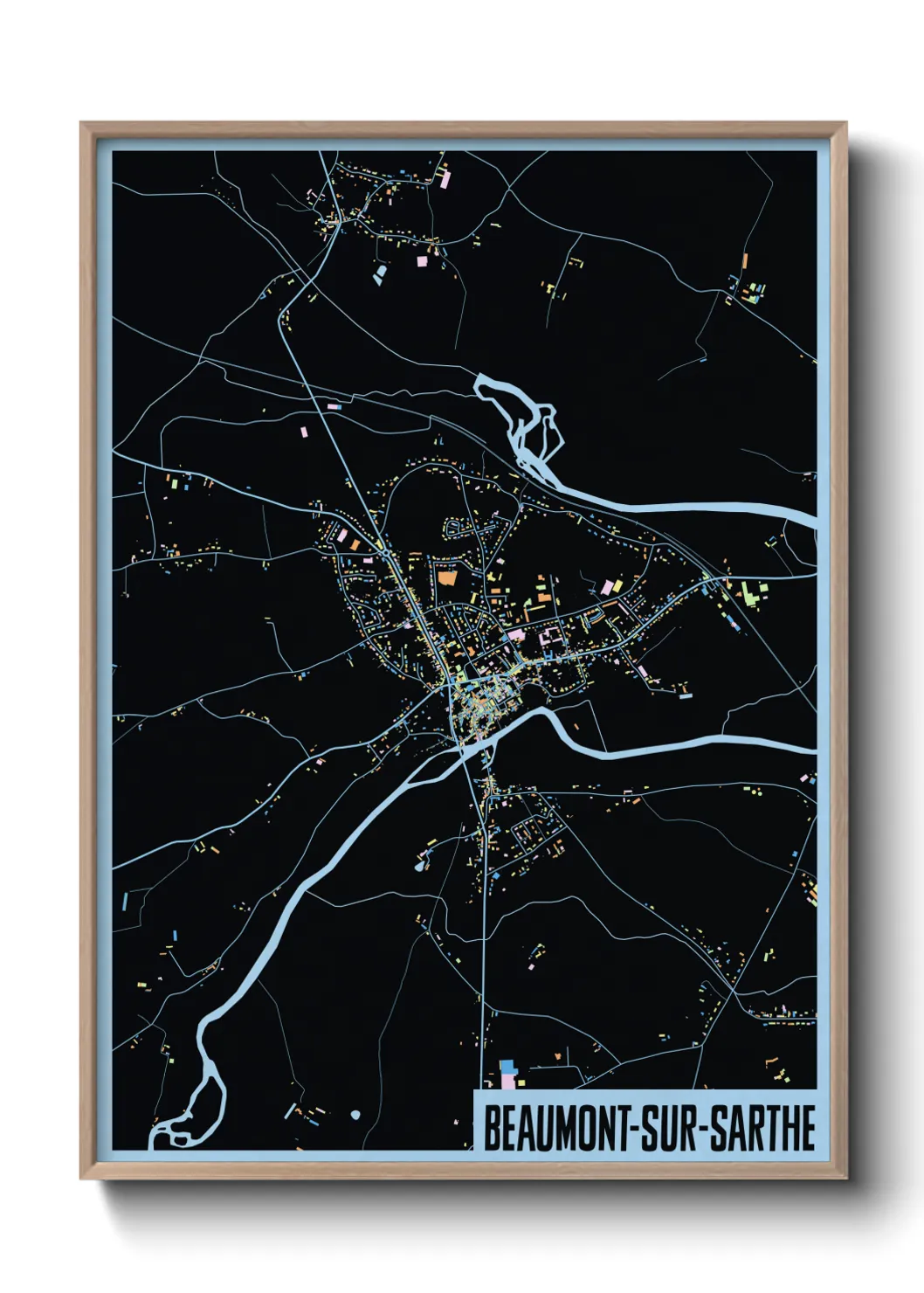 Une affiche de carte sur Beaumont-sur-Sarthe