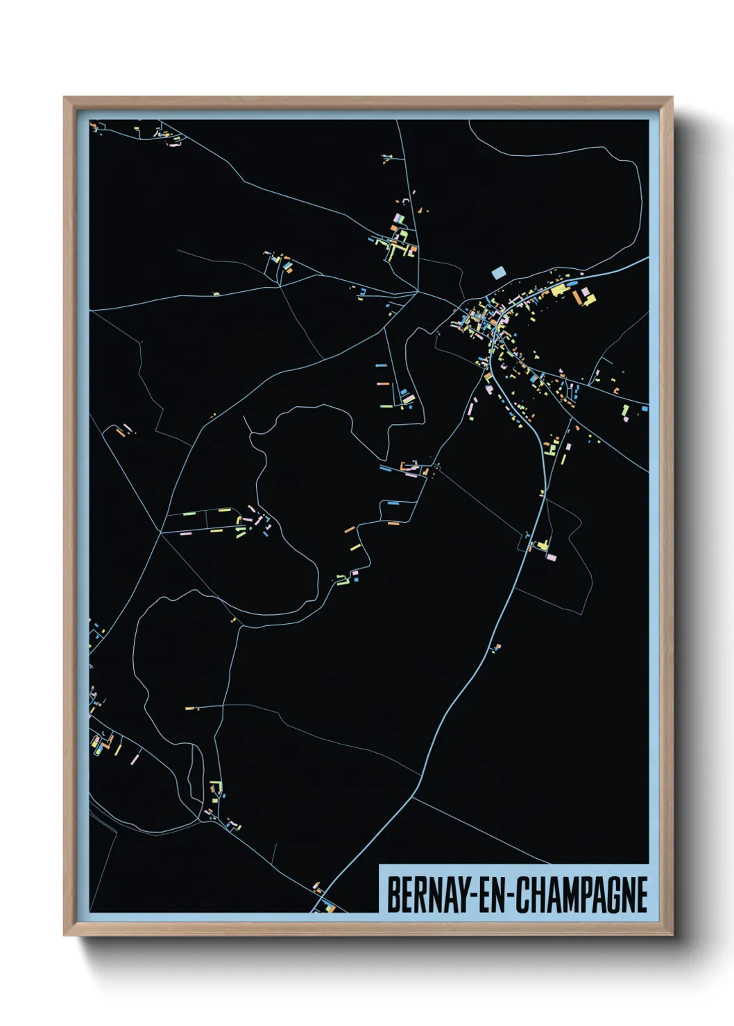 Une affiche de carte sur Bernay-en-Champagne