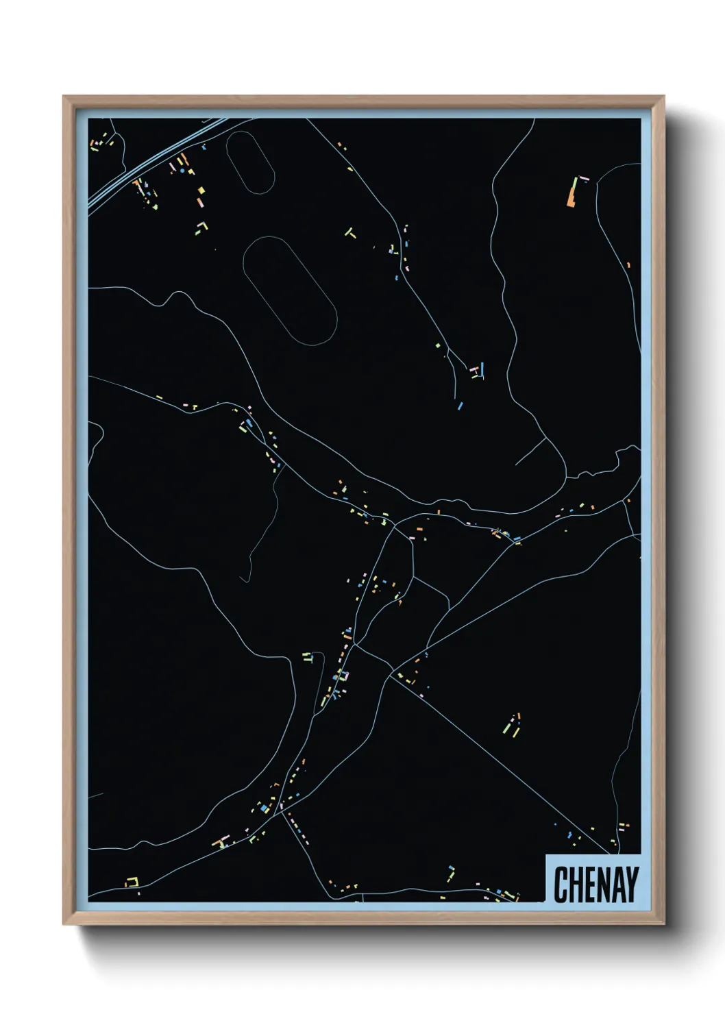 Une affiche de carte sur Chenay