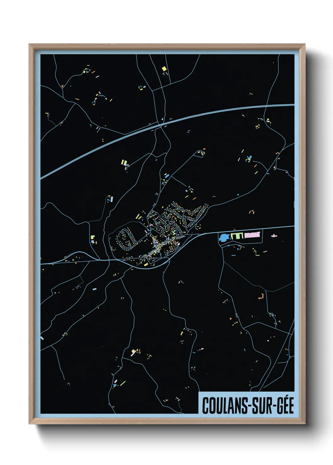 Une affiche de carte sur Coulans-sur-Gée