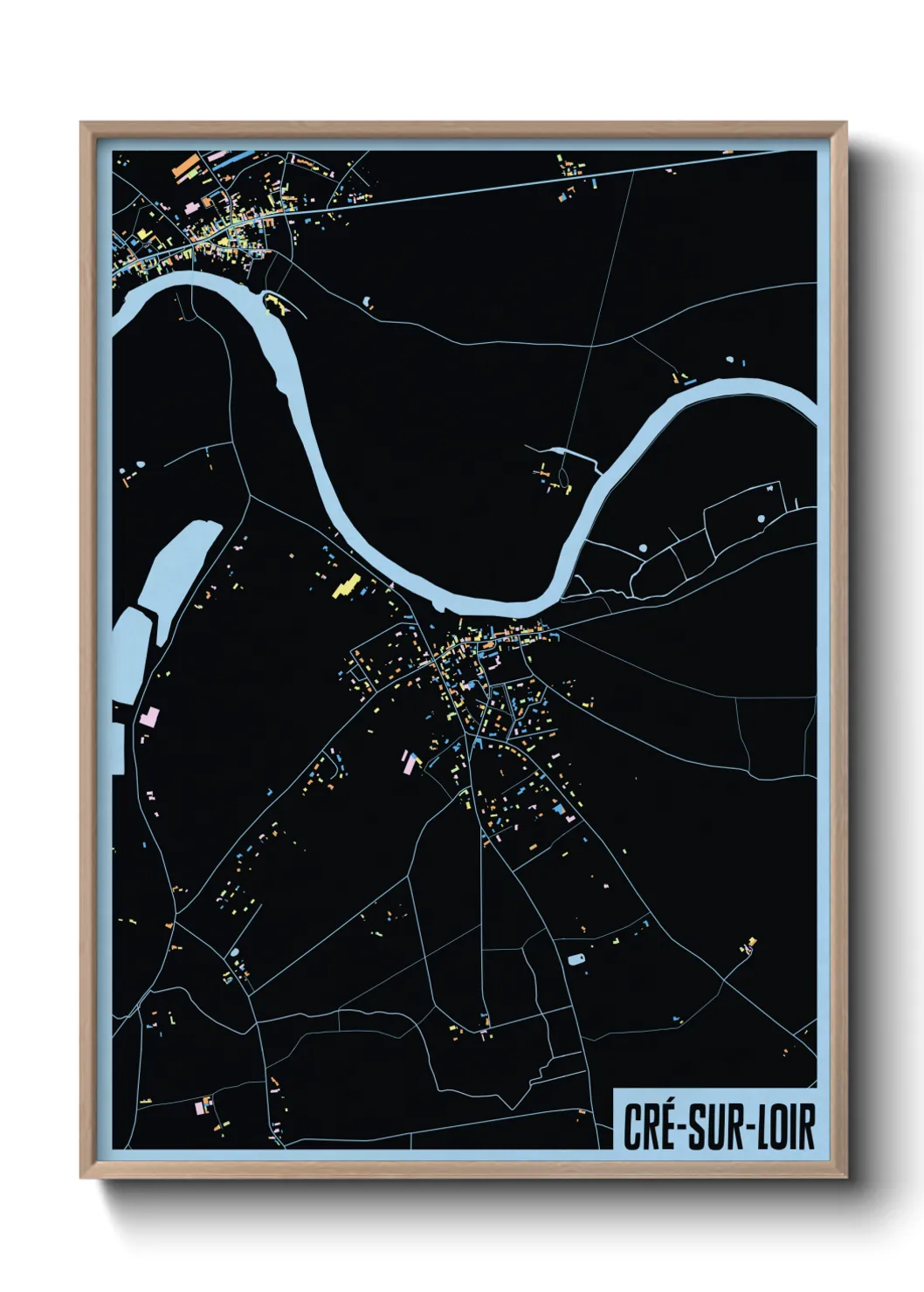 Une affiche de carte sur Cré-sur-Loir