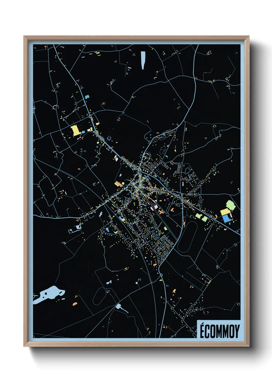 Une affiche de carte sur Écommoy