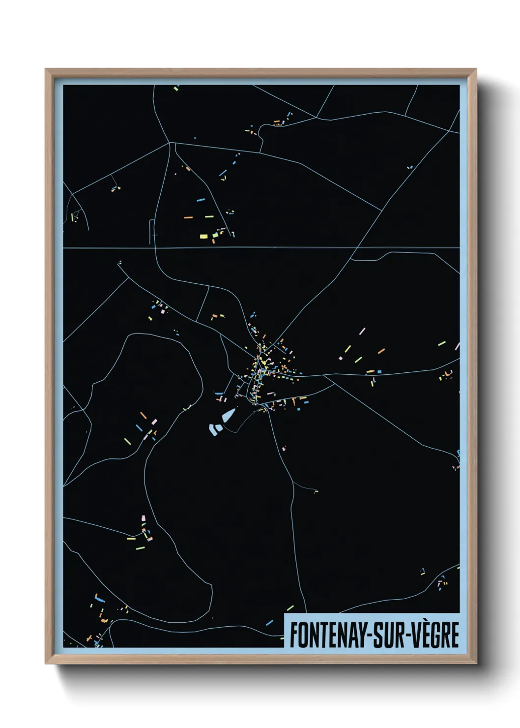 Une affiche de carte sur Fontenay-sur-Vègre