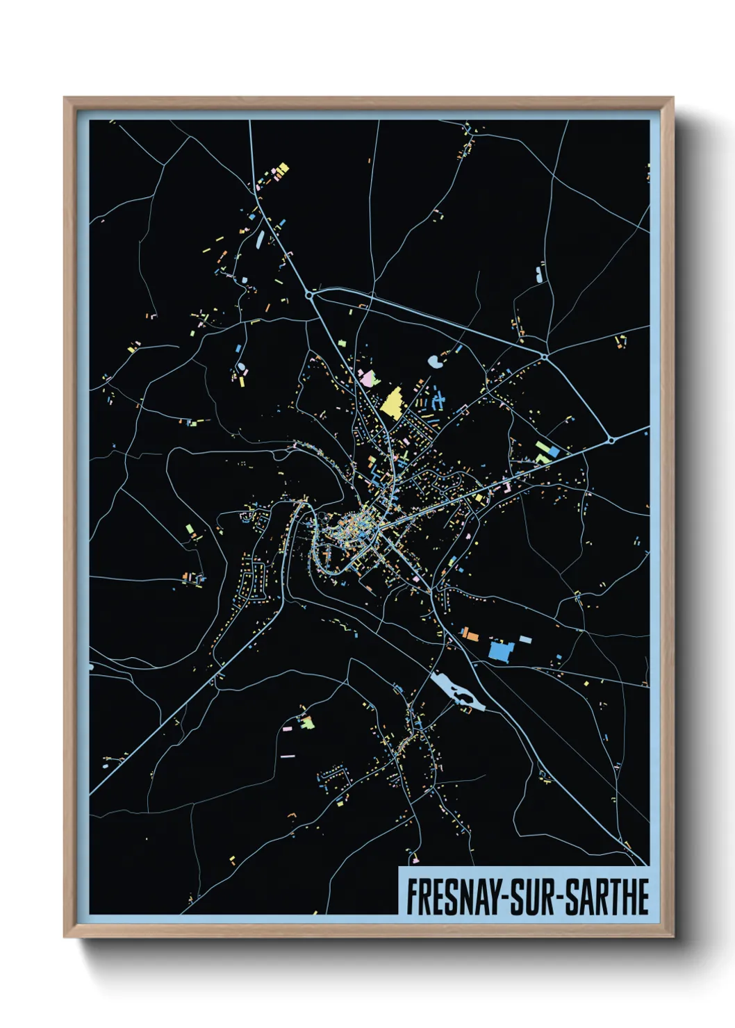 Une affiche de carte sur Fresnay-sur-Sarthe