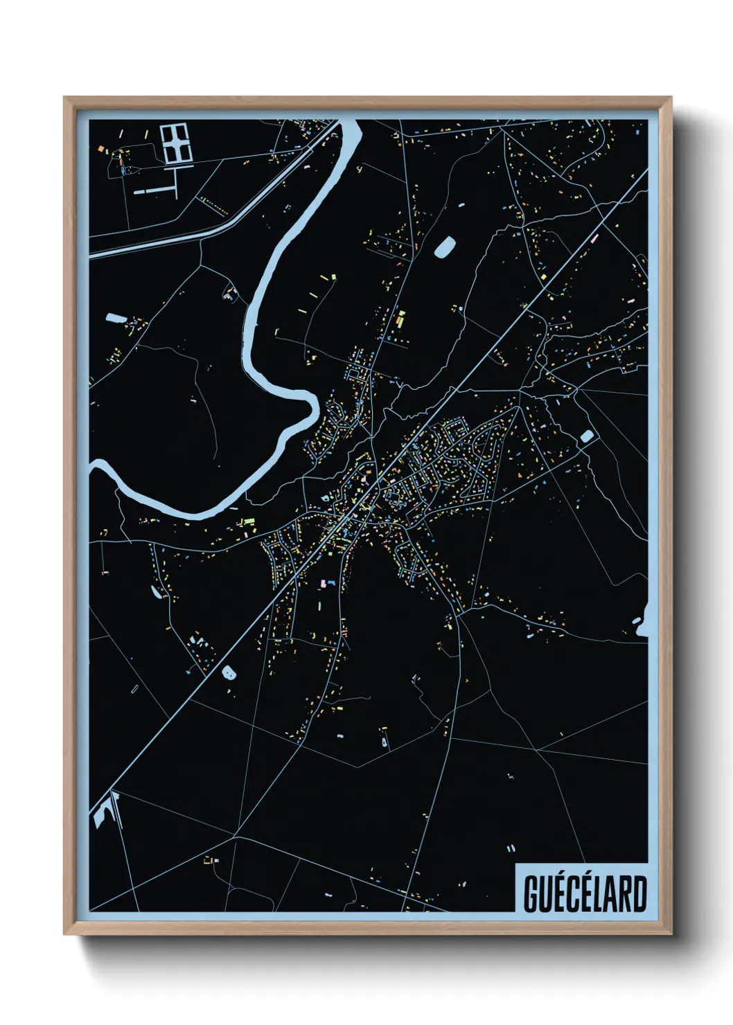 Une affiche de carte sur Guécélard