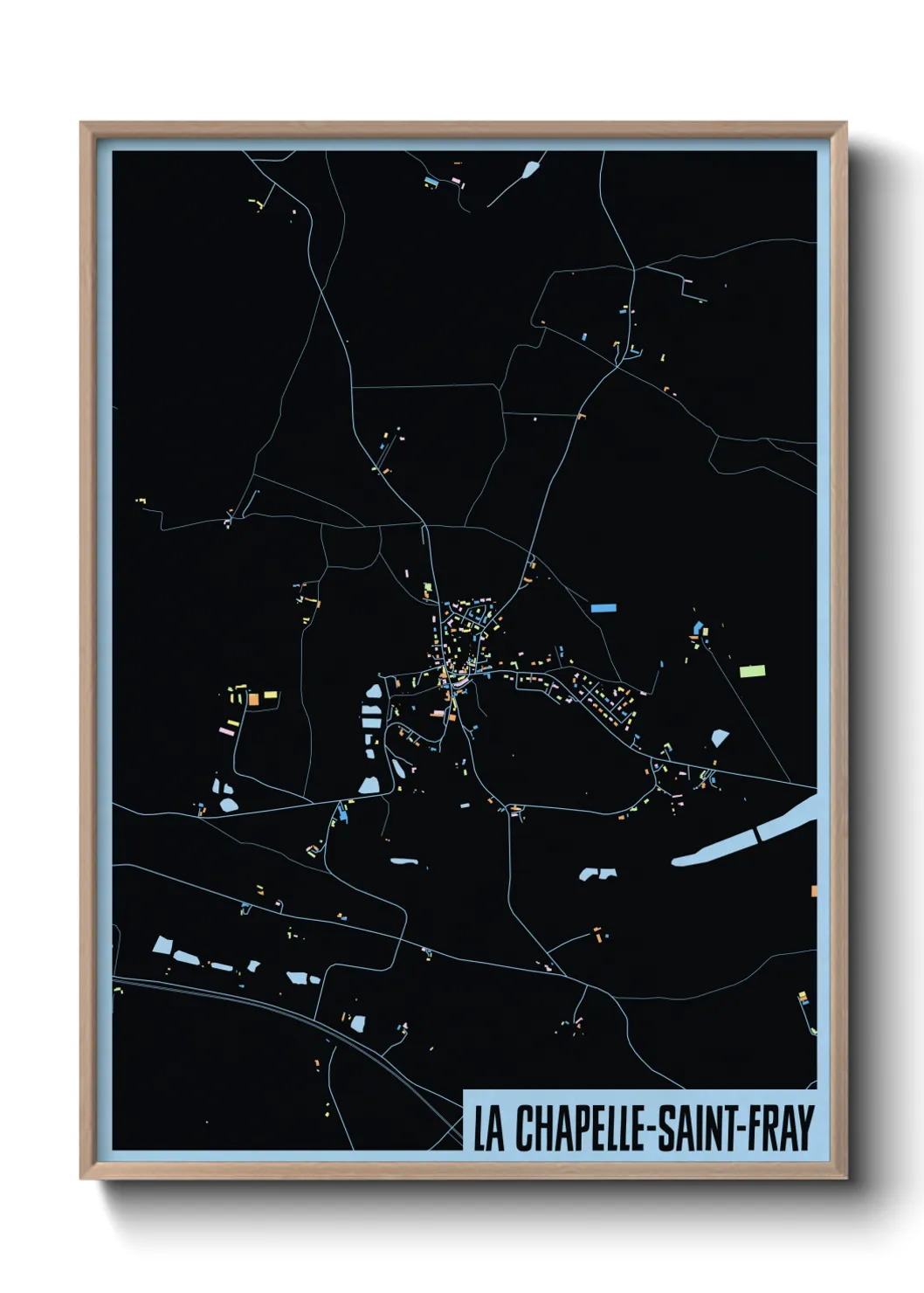 Une affiche de carte sur La Chapelle-Saint-Fray