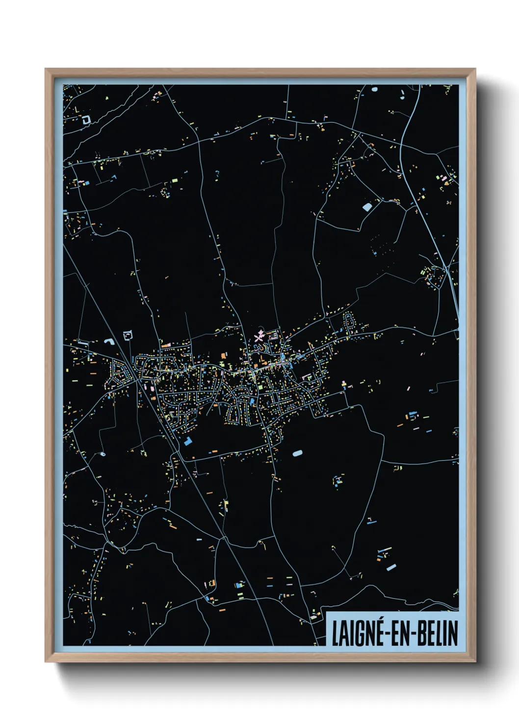 Une affiche de carte sur Laigné-en-Belin