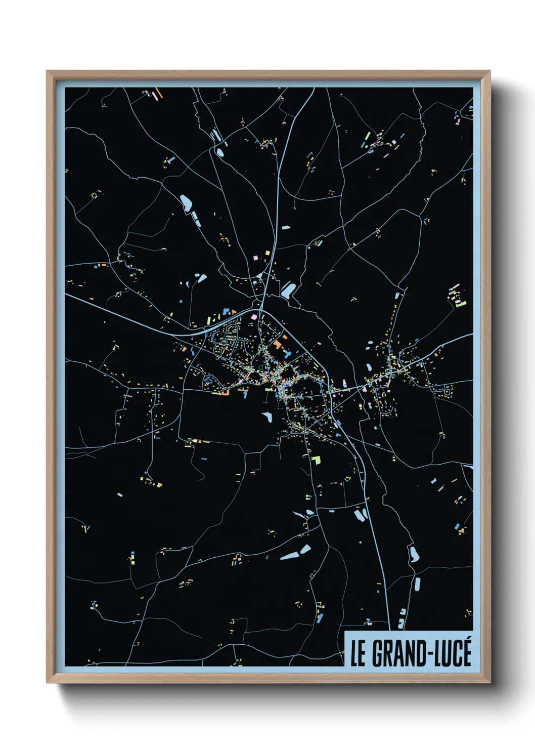 Une affiche de carte sur Le Grand-Lucé