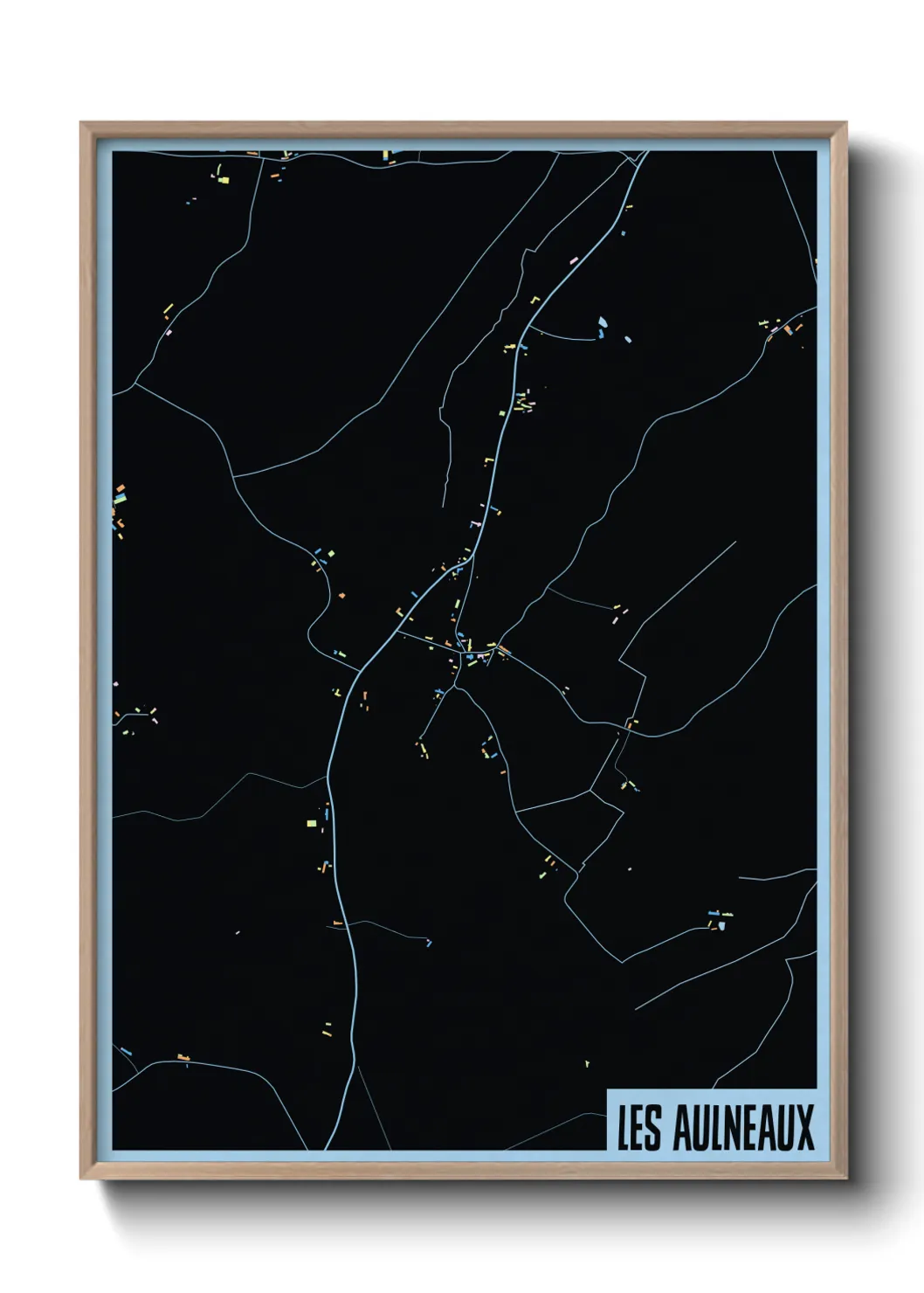 Une affiche de carte sur Les Aulneaux