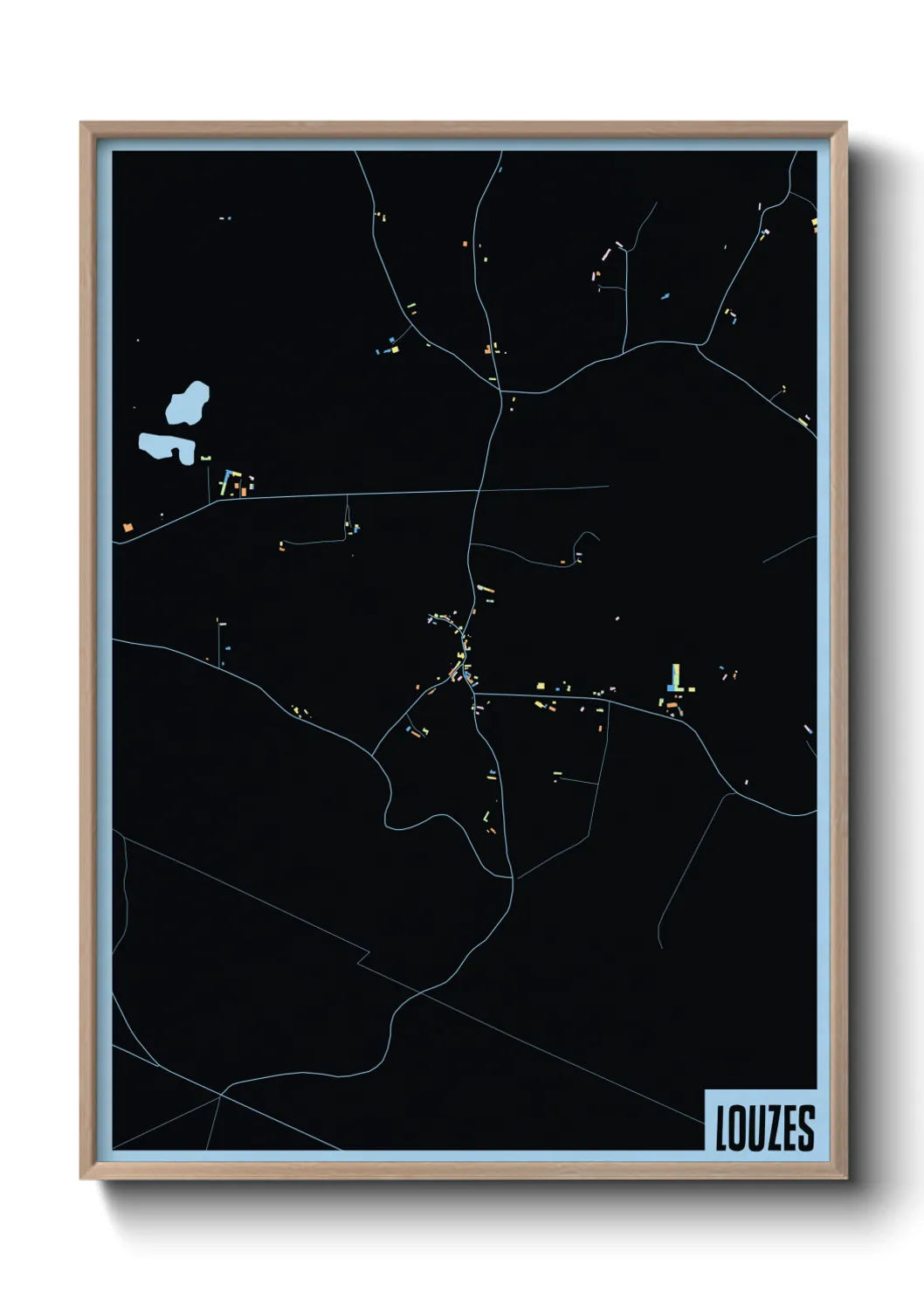 Une affiche de carte sur Louzes