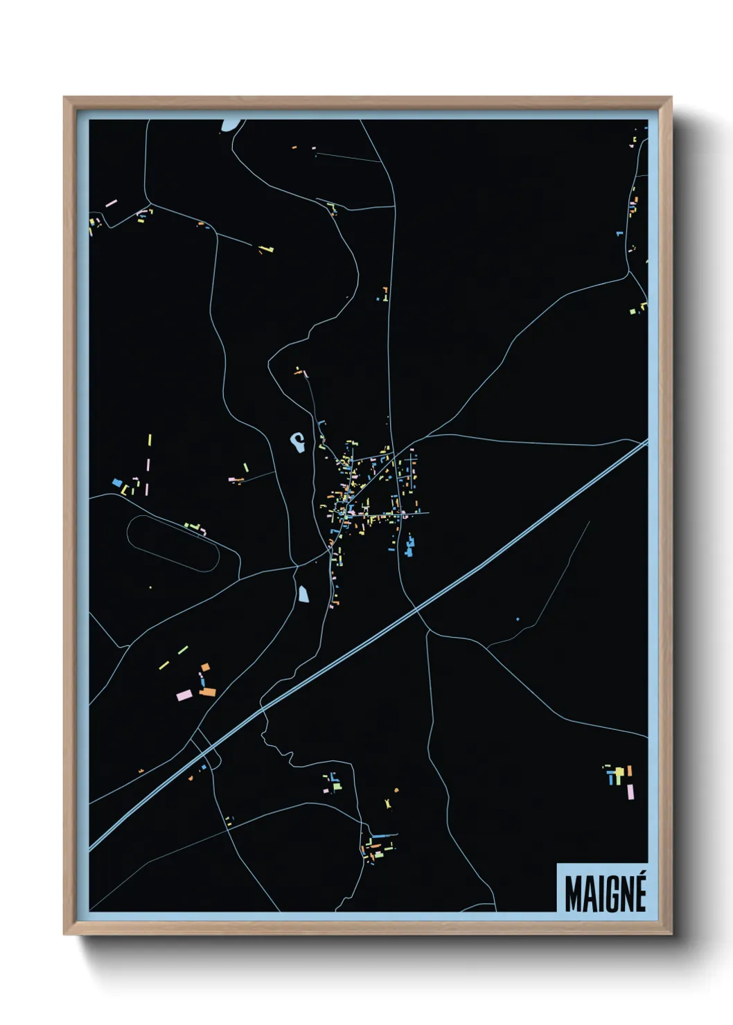 Une affiche de carte sur Maigné