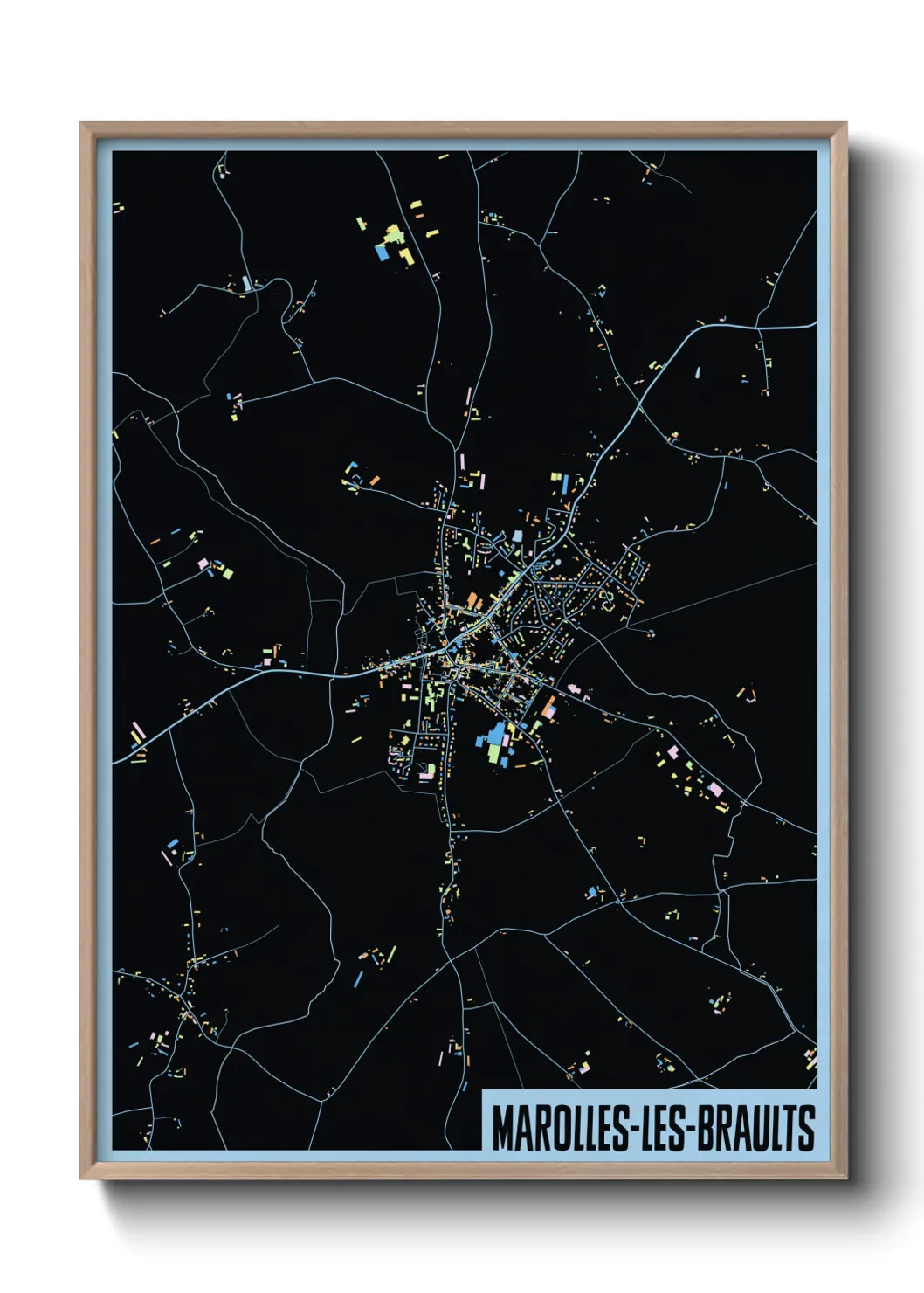 Une affiche de carte sur Marolles-les-Braults